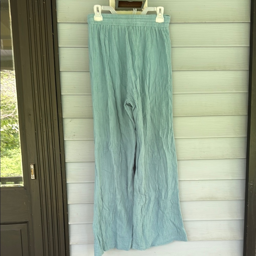 Double Take Light Teal Blue Drawstring Pants
